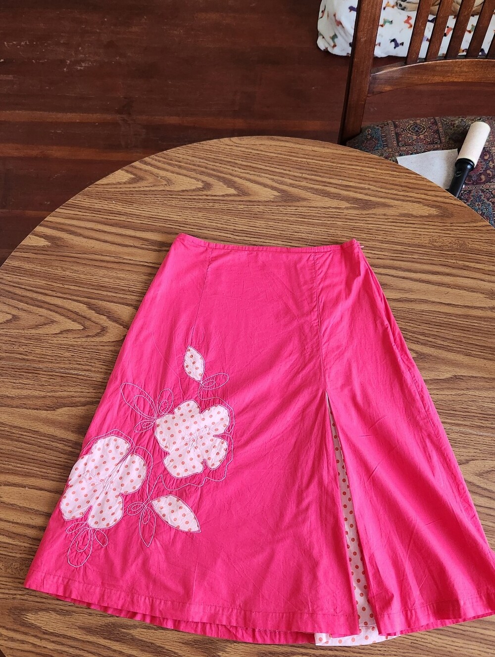 Oilily Women’s Pink Floral A-Line Midi Skirt with Side Pleat